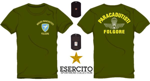T-shirt ufficiale Brigata Paracadutisti Folgore verde T-shirt ufficiale Brigata Paracadutisti Folgore verde