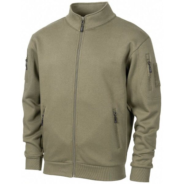 Felpa Tattica MFH con zip intera di colore verde