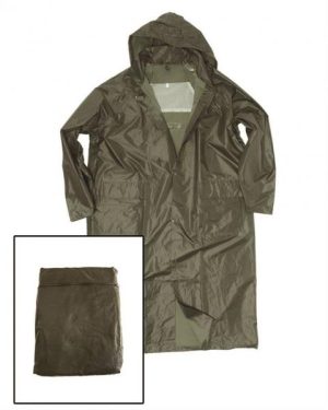 Impermeabile antipioggia lungo MIL-TEC di colore verde