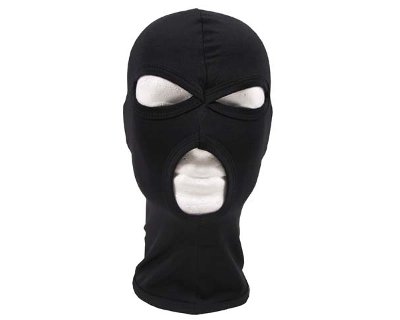 Passamontagna a tre fori  in  spandex nero