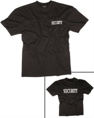 T-shirt MIL-TEC  di colore nero con logo Security 100% cotone