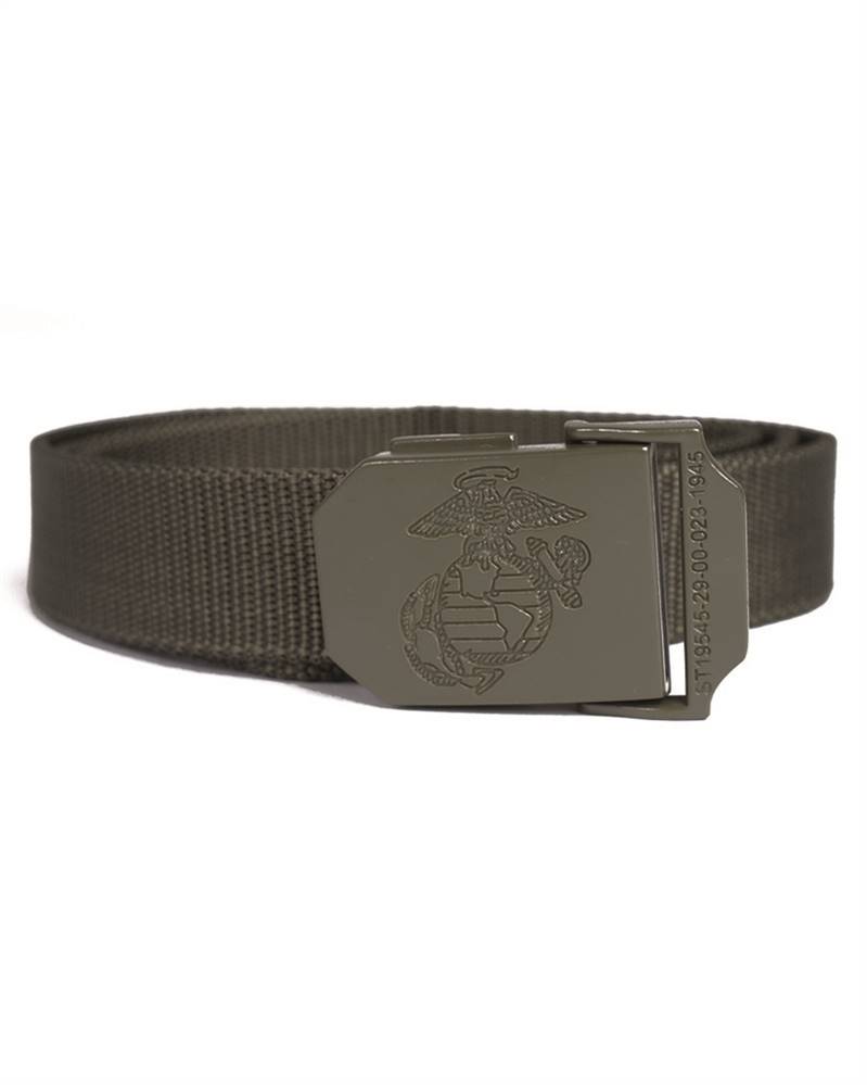 Cintura militare verde, fibbia metallica in tinta con logo USMC