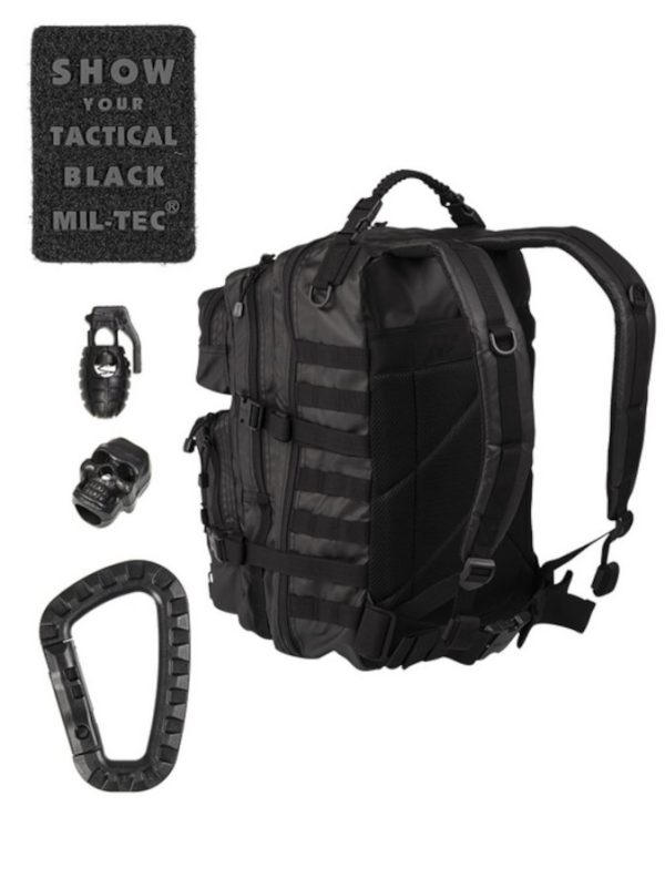 Zaino Militare Tactical Black MIL-TEC da 50 litri di colore nero