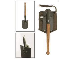 Pala Militare tedesca MIL-TEC pieghevole con manico in legno