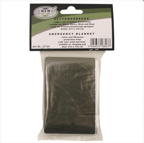 Coperta d'emergenza in alluminio di colore verde