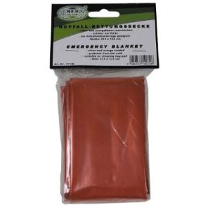 Coperta d'emergenza in alluminio argento arancio