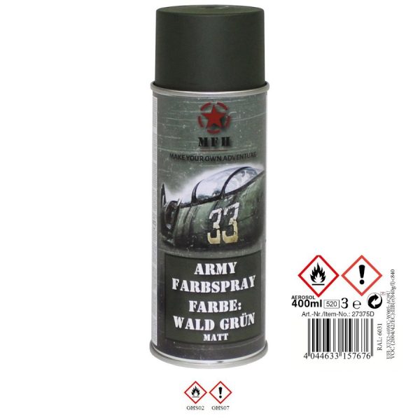 Vernice Militare spray VERDE FORESTA OPACO 400ml.