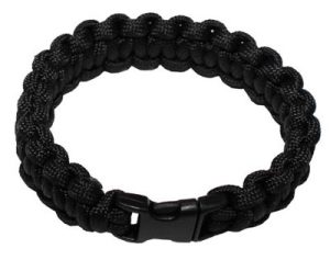 Braccialetto survival PARACORD nero con gancio a clip