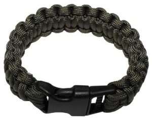 Braccialetto survival PARACORD verde con gancio a clip