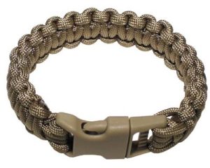 Braccialetto survival PARACORD coyote con gancio a clip