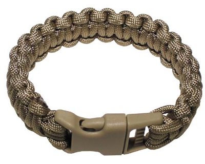 Braccialetto survival PARACORD coyote con gancio a clip