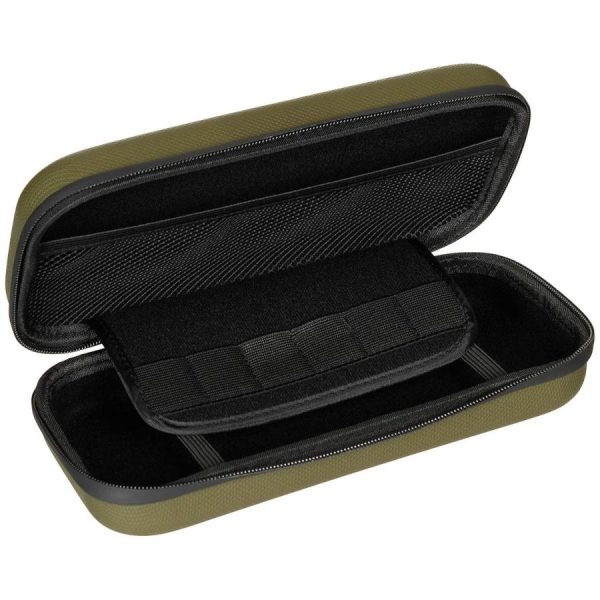 Custodia rigida grande MFH di colore verde con strap