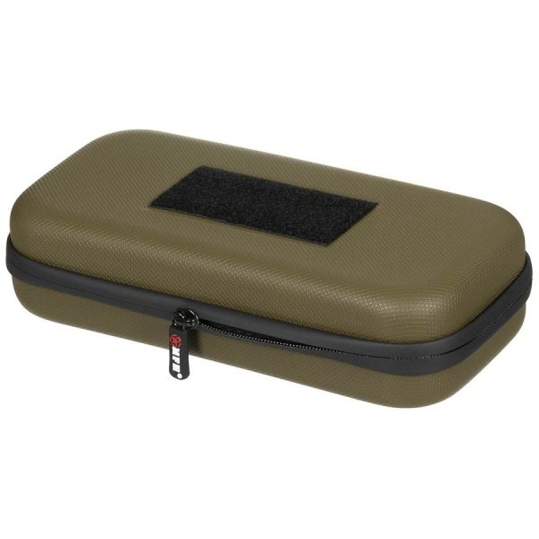 Custodia rigida grande MFH di colore verde con strap
