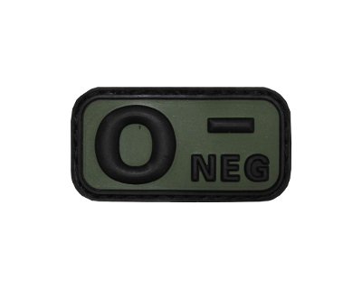 Patch gruppo sanguigno in gomma O NEG