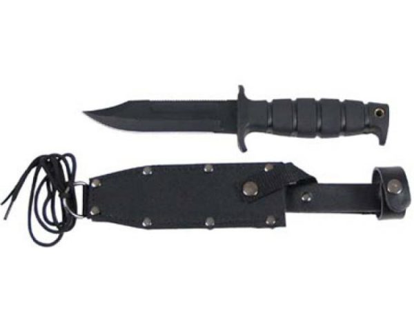 Coltello pilota con fodero in pelle di colore nero