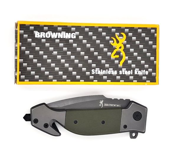 Coltello survival Browning a lama liscia di colore verde-grigio