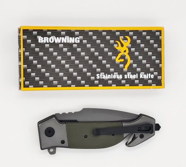 Coltello survival Browning a lama liscia di colore verde-grigio