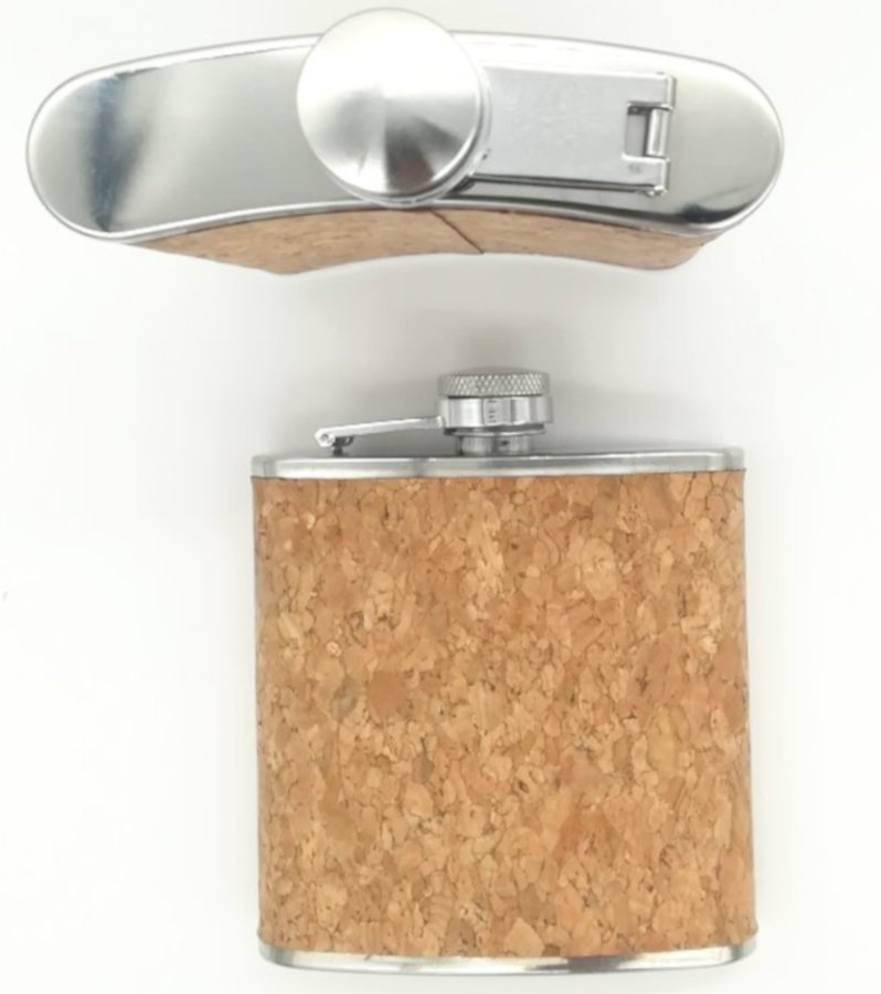 2 Fiaschette In Acciaio Inox Con Rivestimento In Legno, 180 Ml, Senza Incisione