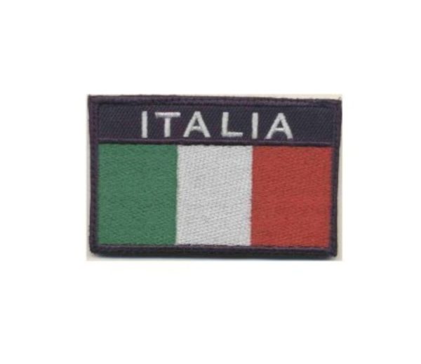 Patch Italia rettangolare ricamata su fondo blu