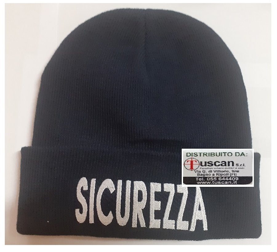 Berretto misto lana con ricamo sicurezza