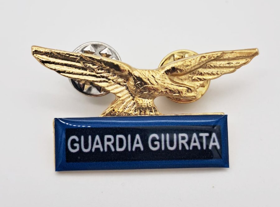 Spilla Aquila Sicurezza Sussidiaria DM 154/2009 guardia giurata rossa