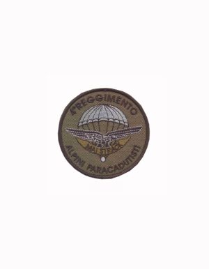 Patch ricamata  4 rgt Alpini Paracadutisti tonda "mai strac"