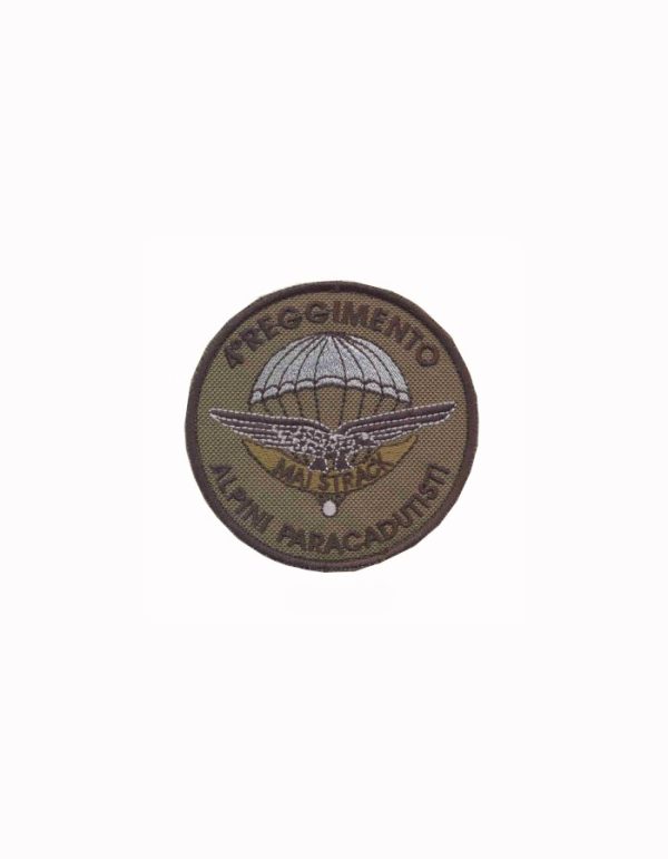 Patch ricamata  4 rgt Alpini Paracadutisti tonda "mai strac"