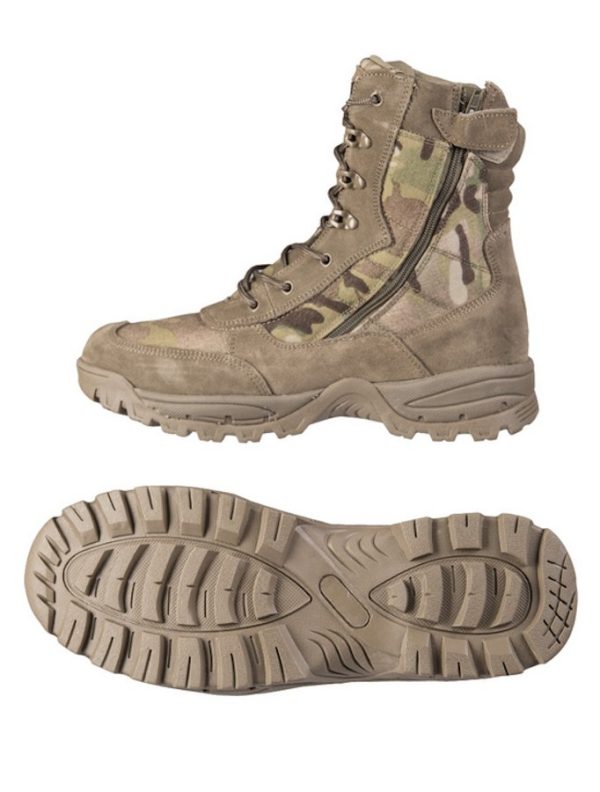 Anfibi Patrol MIL-TEC con zip laterale e 18 fori Multicam