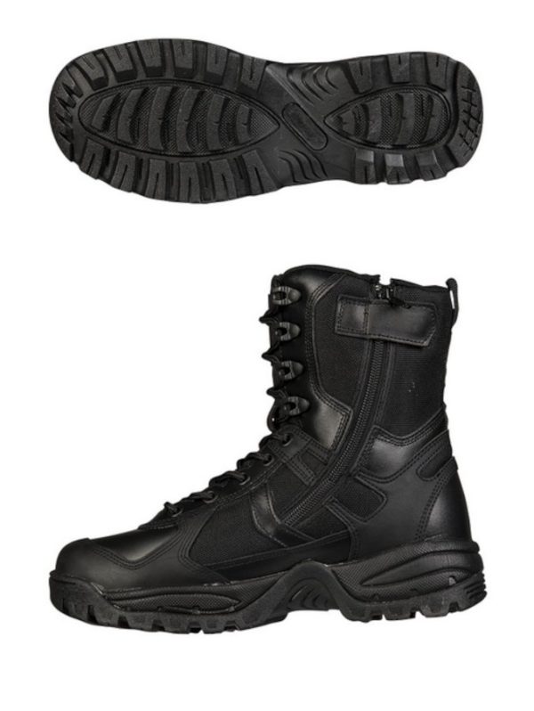 Anfibi Security MIL-TEC con zip laterale di colore nero