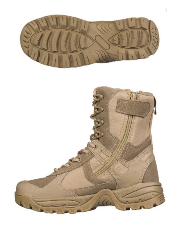 Anfibi militari con zip laterale MIL-TEC di colore khaki