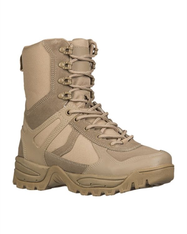 Anfibi militari con zip laterale MIL-TEC di colore khaki