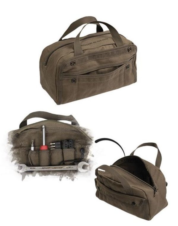 attrezzi-01 Borsa porta attrezzi piccola MIL-TEC in tela modello WWII verde