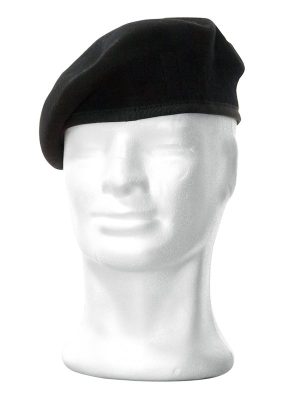 Basco Spagnolo nero con bordo in tessuto per Esercito