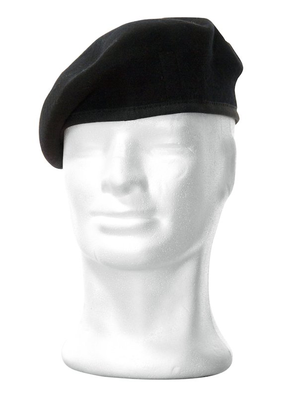 Basco Spagnolo nero con bordo in tessuto per Esercito