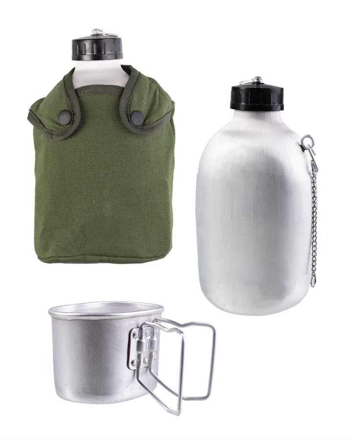 Borraccia militare francese  in alluminio con bicchiere