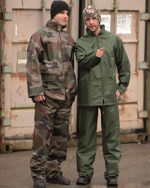 Completo antipioggia giacca pantaloni MIL-TEC di colore verde