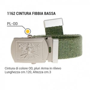 Cintura Militare italiana verde con fibbia pluriarma 30 mm
