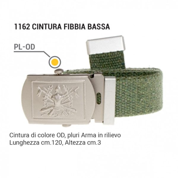 Cintura Militare italiana verde con fibbia pluriarma 30 mm