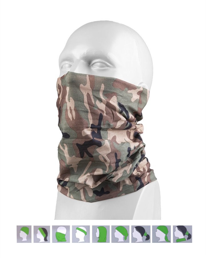 Collare elastico multifunzione MIL-TEC mimetico woodland