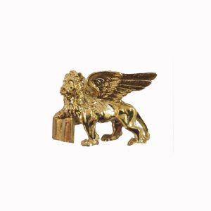 Distintivo metallico con leone di San Marco con libro aperto