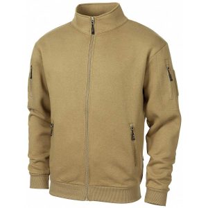 Felpa Tattica MFH con zip intera di colore coyote tan
