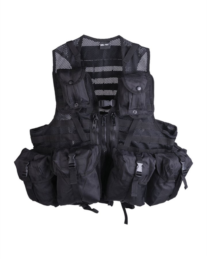 Gilet tattico MIL-TEC a 8 tasche removibili di colore nero