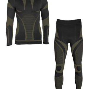 Completo intimo termico alta qualità di colore nero verde