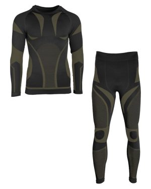 Completo intimo termico alta qualità di colore nero verde