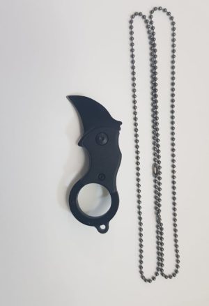 Mini coltellino karambit nero con catenella