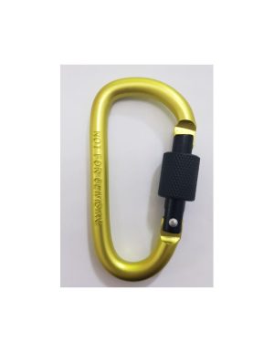 Moschettone in alluminio di colore verde con bloccaggio a vite
