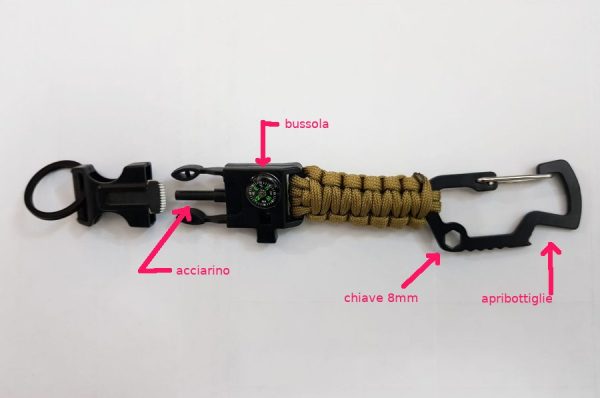 images Portachiavi survival paracord con bussola e acciarino