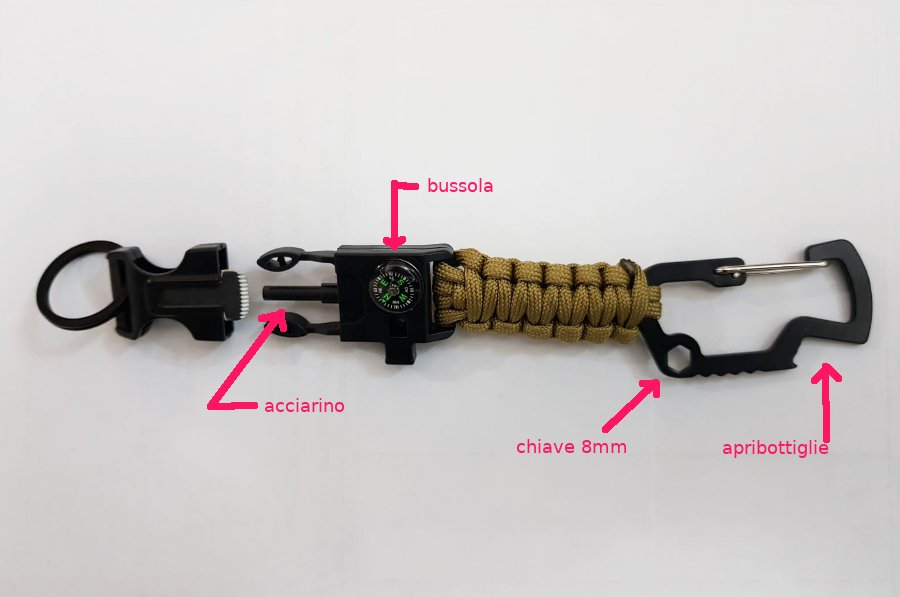 Porte-clés Paracord Vert Militaire - Kit Camping Avec Boussole, Couteau, Sifflet