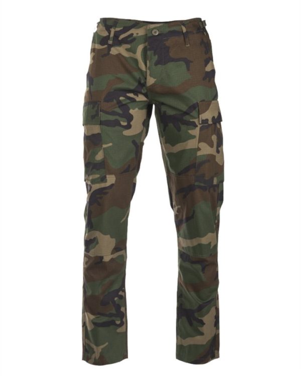 Pantaloni cargo MIL-TEC tipo BDU slim fit woodland