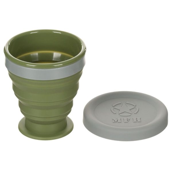tazsil-01 Bicchiere collassabile, con coperchio, Silicone, verde, 200 ml